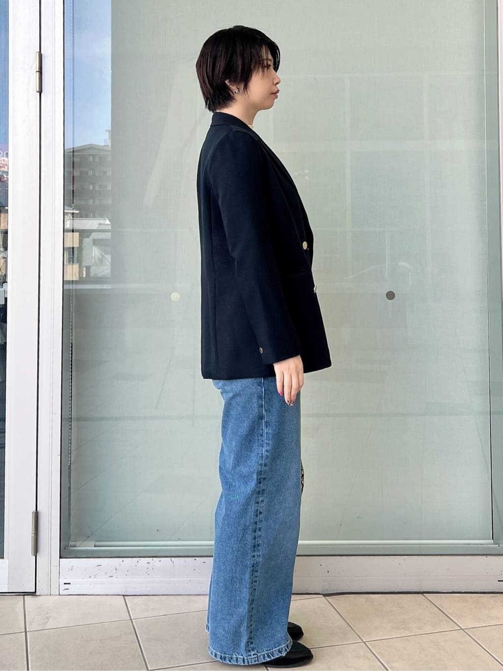yo-koさんの「OPAQUE.CLIP｜金ボタンダブルブレストテーラードジャケット／セットアップ対応【洗える】」を使ったコーディネート