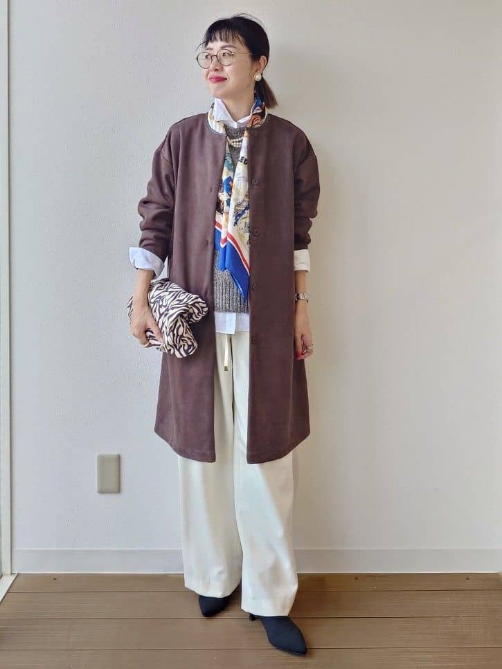 MUTSUKOさんの「UNTITLED｜【重ね着レイヤードに】杢調ニットベスト」を使ったコーディネート