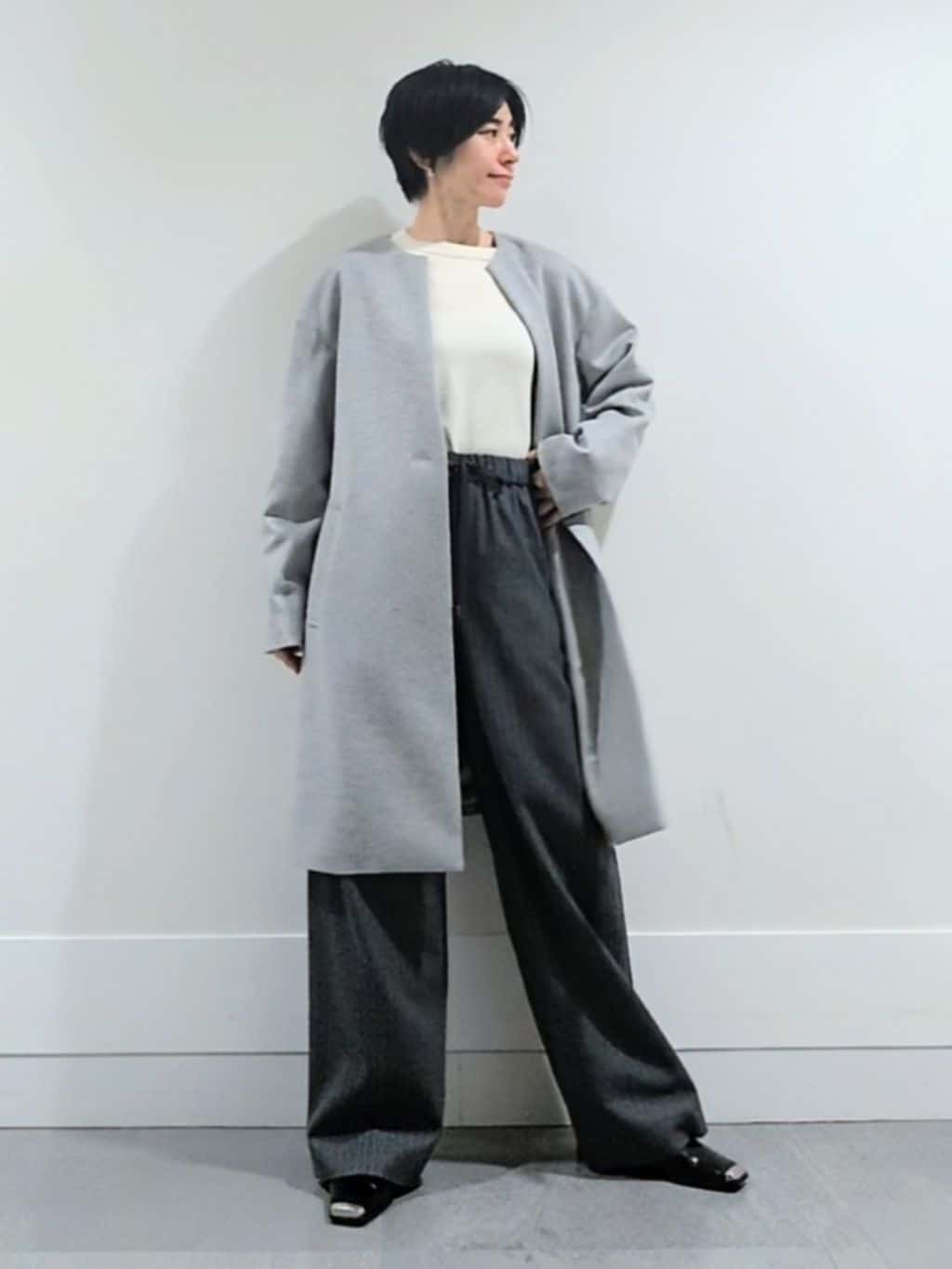 ミズタさんの「UNTITLED｜【8色展開／コンパクト丈】レーヨン混 コクーンニット」を使ったコーディネート