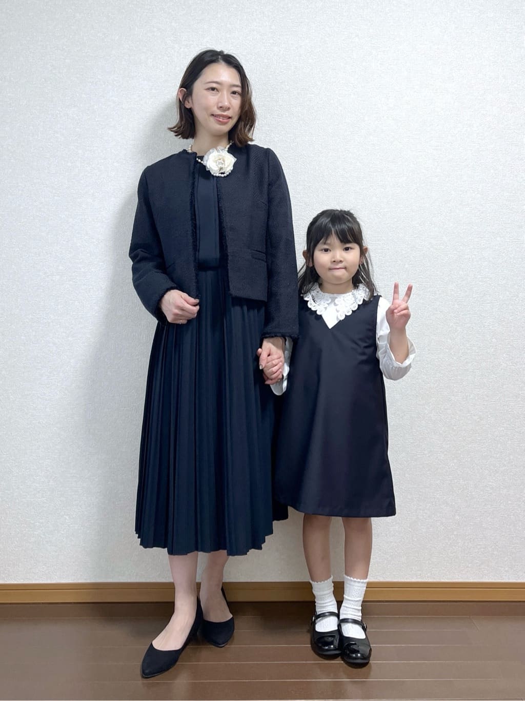 canaさんの「Dessin｜【2点セット/セレモニー】レースカラーブラウスセットアップワンピース」を使ったコーディネート