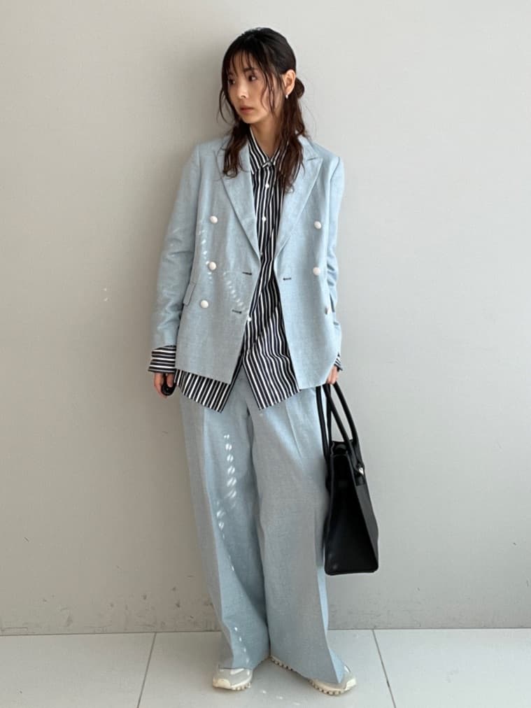 misaさんの「DRESSTERIOR｜【セットアップ可】リネンブレンドダブルブレストジャケット」を使ったコーディネート