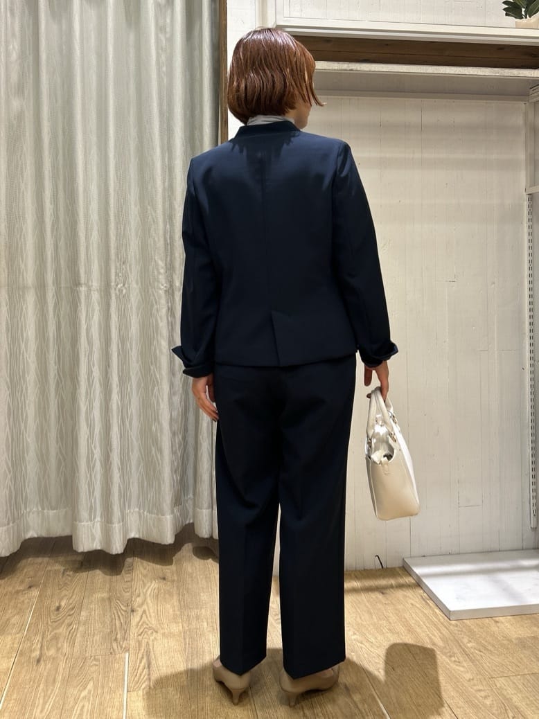 ga_riさんの「THE SHOP TK｜【通勤スタイルに】ダブルクロス ノーカラージャケット/セットアップ可」を使ったコーディネート