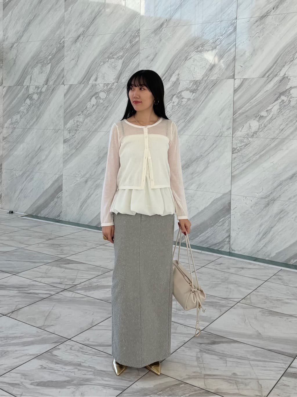 rinaさんの「INDIVI｜ビスチェシアーアンサンブル」を使ったコーディネート