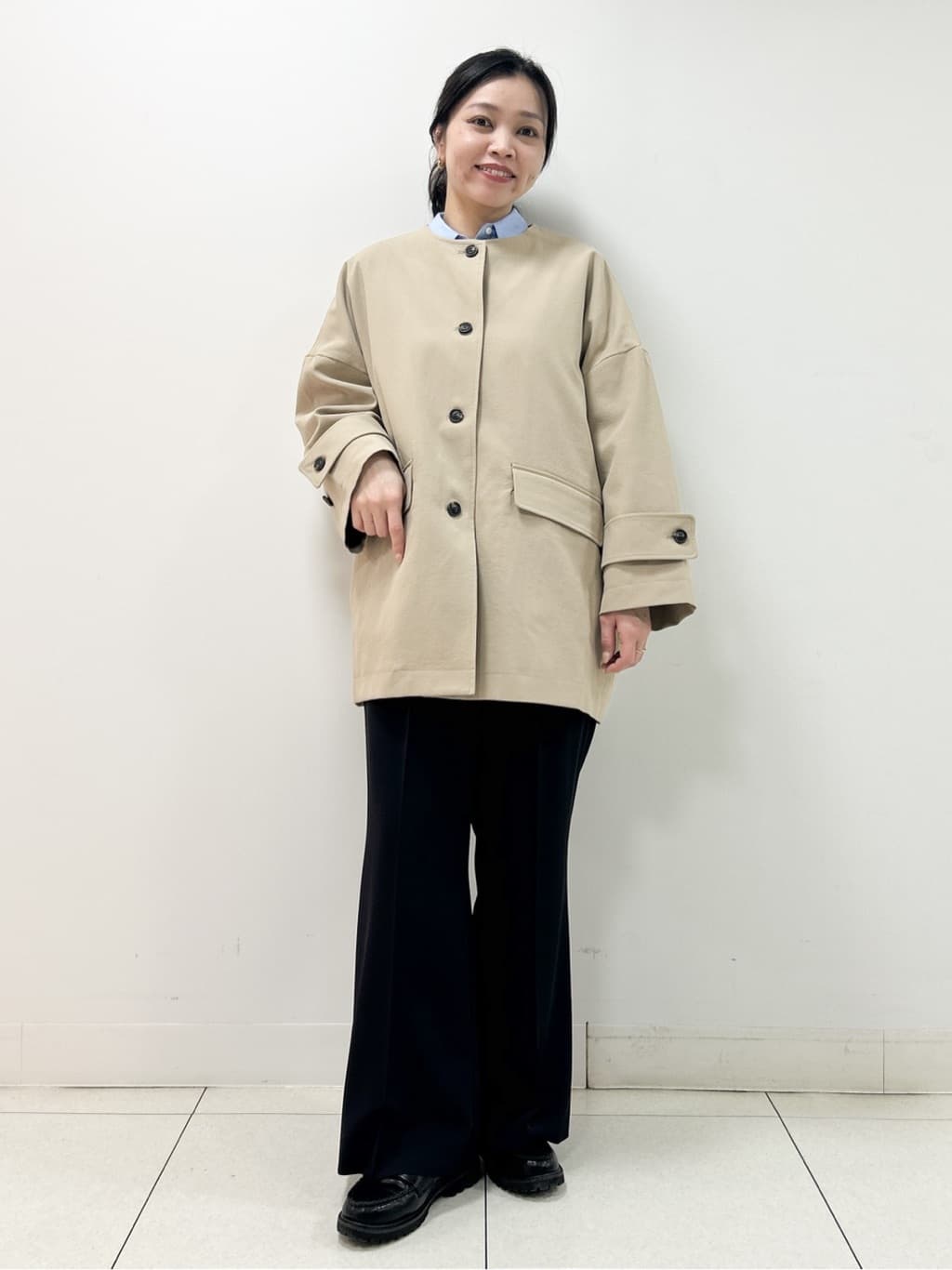 Kaiさんの「Dessin｜【花粉ガード/撥水加工/洗える】クルーネックスプリングコート」を使ったコーディネート