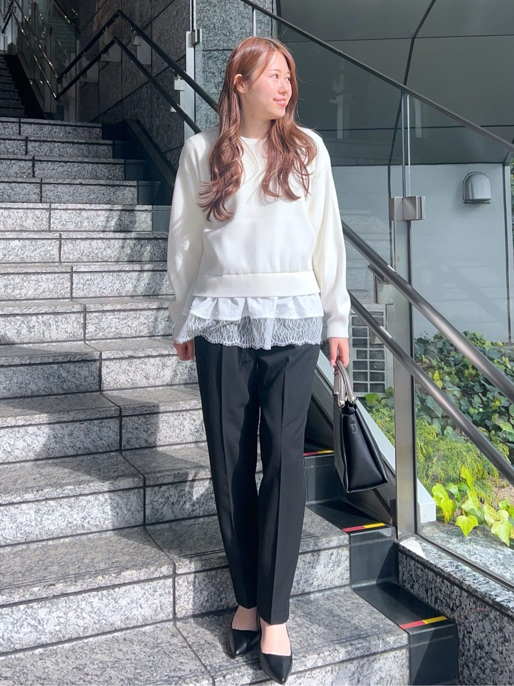 Risaさんの「OPAQUE.CLIP｜裾レースドッキングニット」を使ったコーディネート