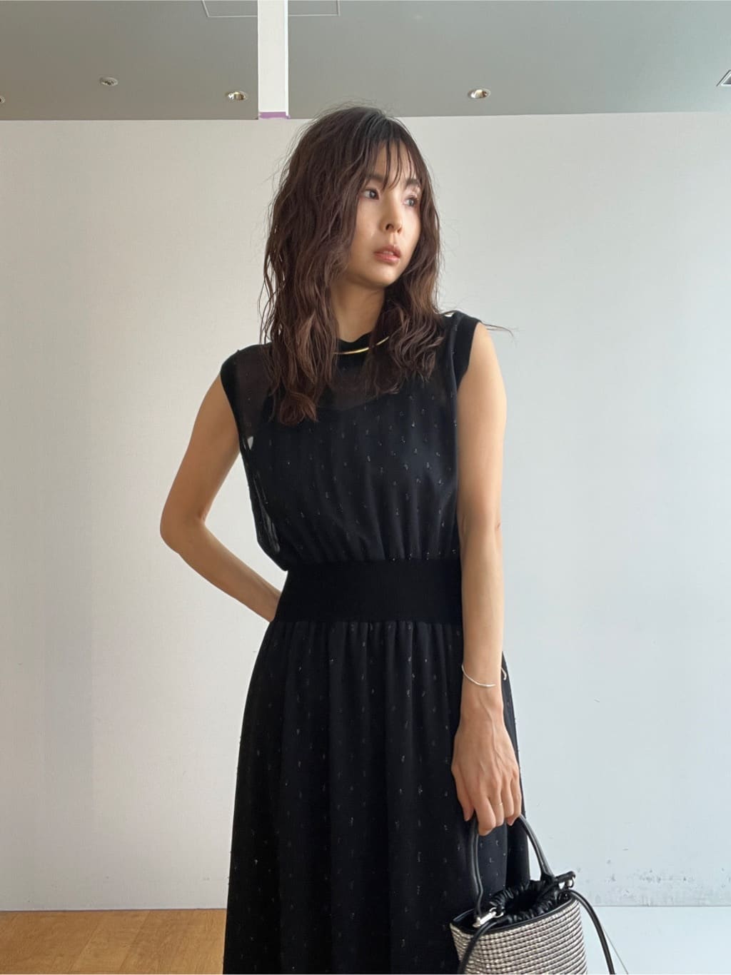 misaさんの「DRESSTERIOR｜【ウォッシャブル/きれいめ】フィルムドット シアードレス」を使ったコーディネート