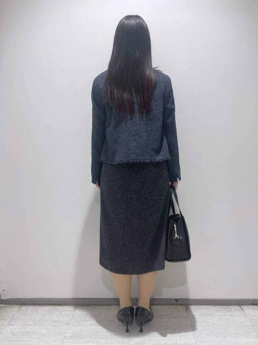 meiさんの「INDIVI｜【軽量／SETUP可能】ストレッチツイードAラインワンピース」を使ったコーディネート