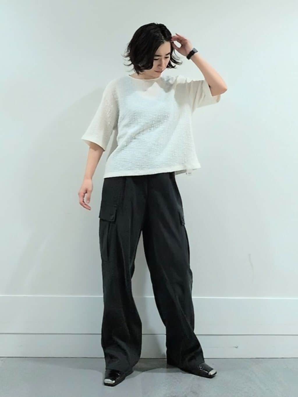 ミズタさんの「UNTITLED｜【五分袖/ジャージトップス】スラブカールマイヤープルオーバー」を使ったコーディネート