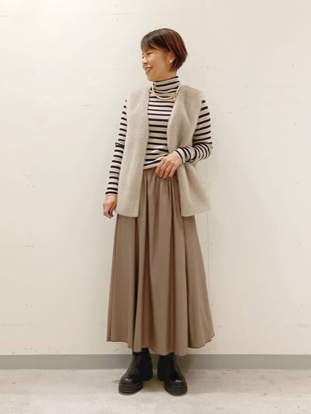 Kさんの「INDIVI｜【洗える／毛玉になりにくい】エクストラファインウール リブタートルニット」を使ったコーディネート