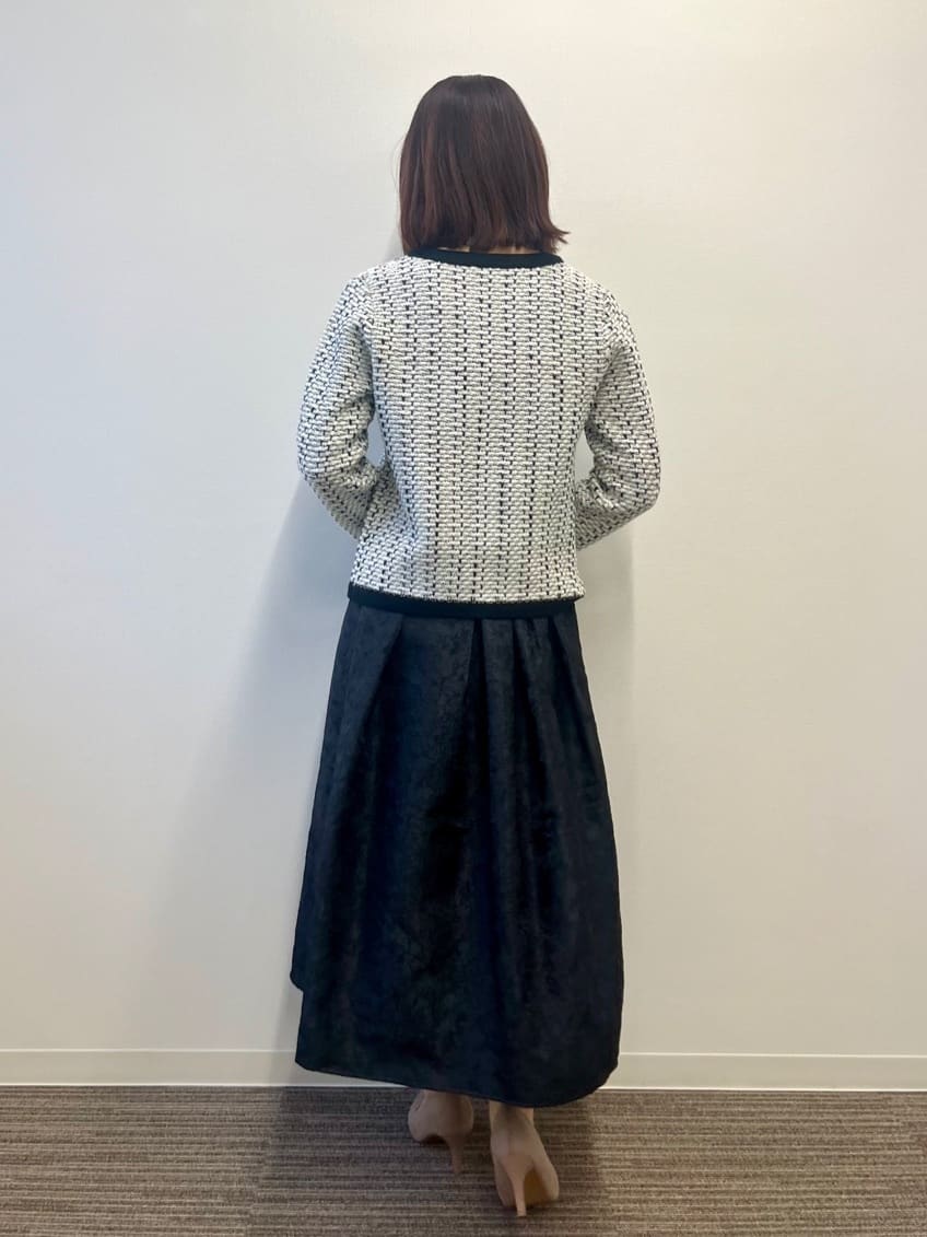 saoriさんの「【手洗い可】ラメツイードニットジャケット」を使ったコーディネート