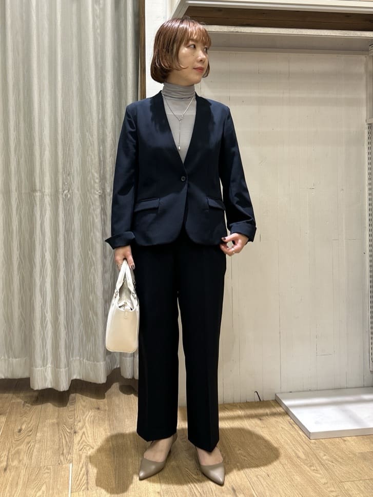 ga_riさんの「THE SHOP TK｜【通勤スタイルに】ダブルクロス ノーカラージャケット/セットアップ可」を使ったコーディネート
