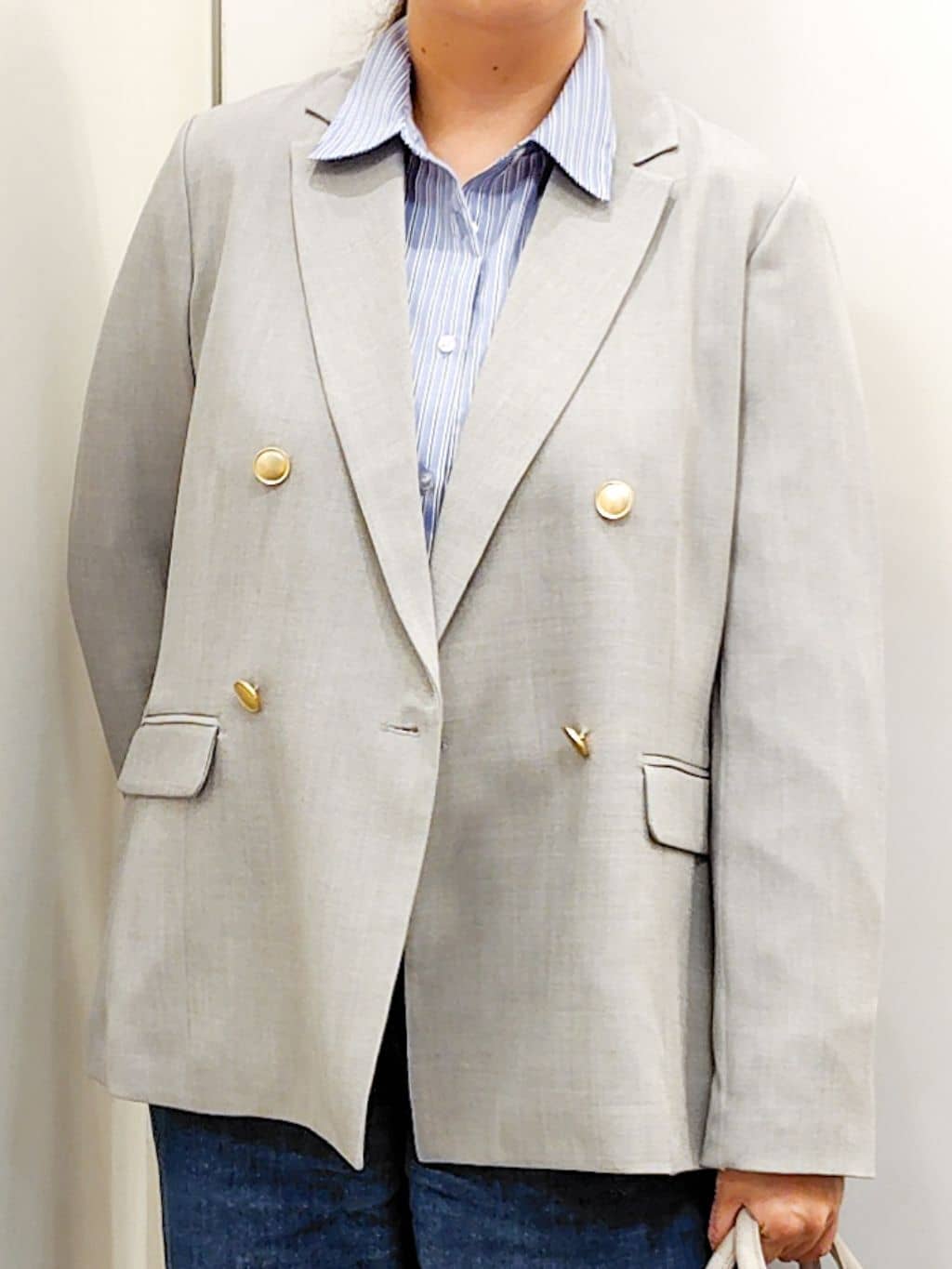 こんちゃんさんの「grove｜【マシンウォッシュ/防シワ】ダブルテーラードジャケット【着回しカセット】」を使ったコーディネート