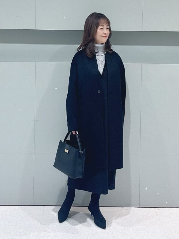 makiさんの「UNTITLED｜【日本製／通勤／フォーマル】カシミヤ混ノーカラーコート」を使ったコーディネート