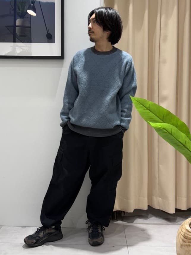 はさんの「THE SHOP TK｜【ふんわり心地いい肌触り】　ダイヤ柄シャギーニット」を使ったコーディネート