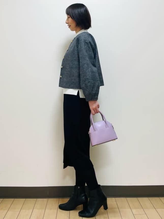 Riiさんの「Reflect｜【すっきりシルエット／通勤におすすめ◎】キレイめジャージタイトスカート」を使ったコーディネート