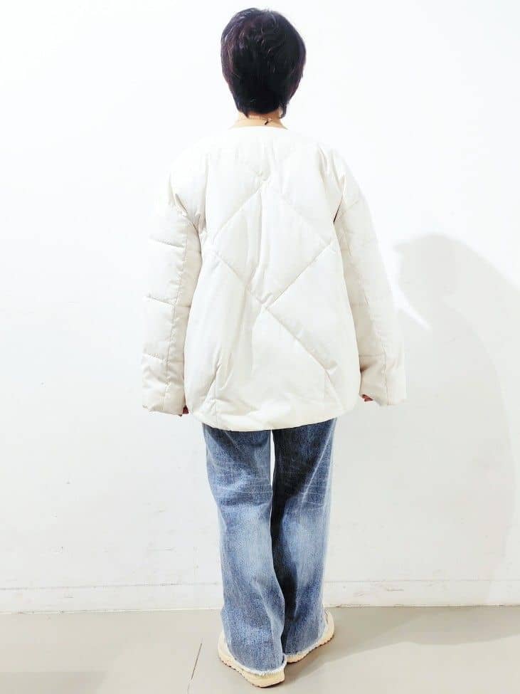 kodamaさんの「THE SHOP TK｜きれいめにもカジュアルにも ノーカラーキルトジャケット」を使ったコーディネート