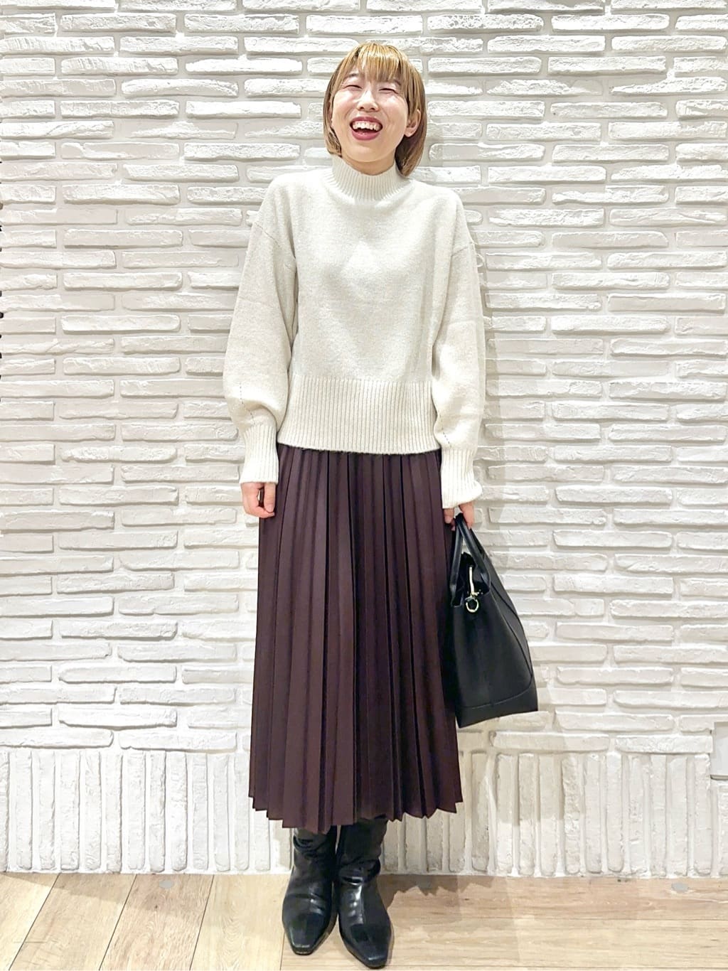 Hana...eさんの「index｜選べる2丈 ハイネックカラーミックスラメニット【洗濯機OK】」を使ったコーディネート