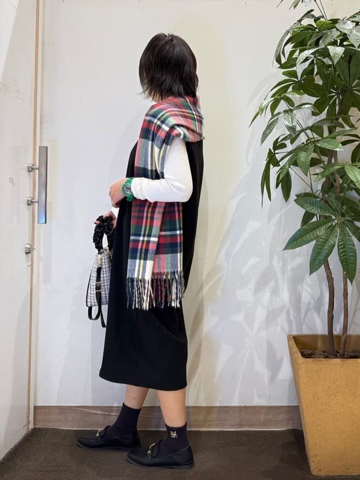 misakiさんの「SHOO･LA･RUE｜【2点セット/洗濯機可】時短でコーデが決まる ジャンドレ+リブインナー」を使ったコーディネート