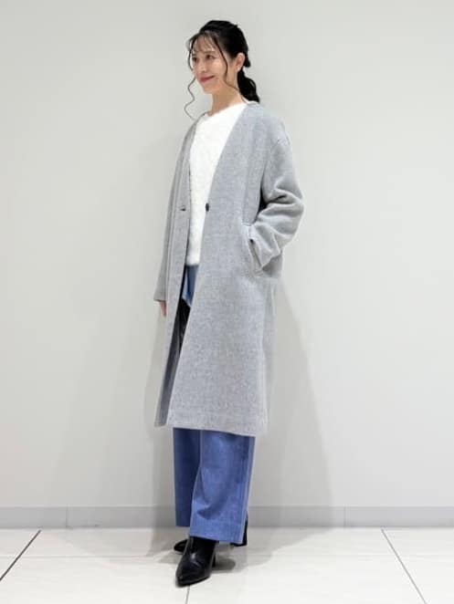 kayoさんの「INDIVI｜【軽量／ウール混】ライトフォルム ロングコート」を使ったコーディネート