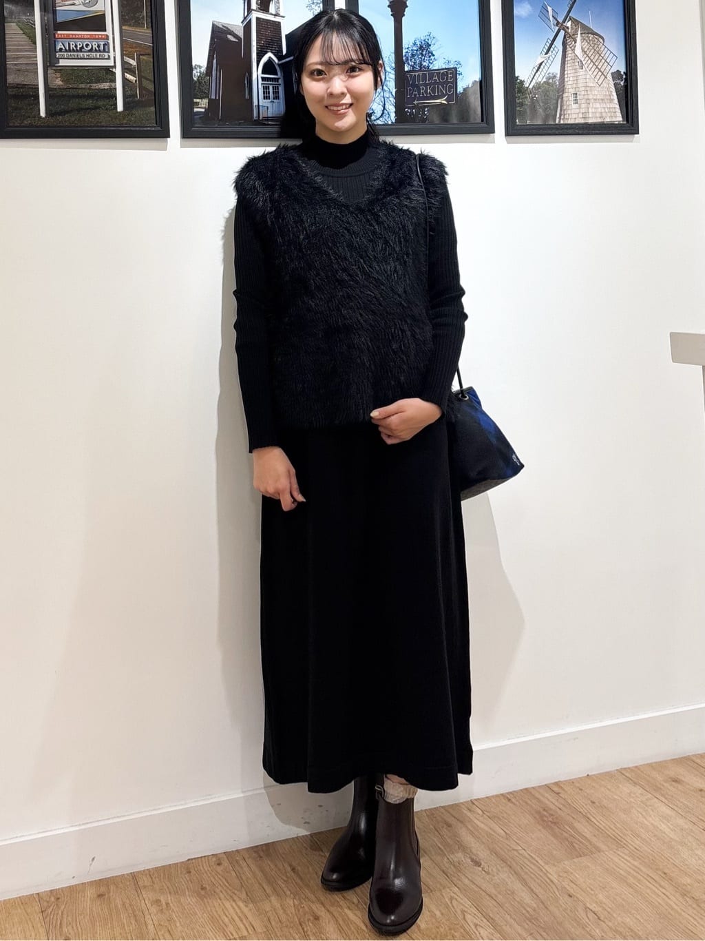 Ririkaさんの「Dessin｜【2点セット・洗える】シャギーベストニットワンピース」を使ったコーディネート
