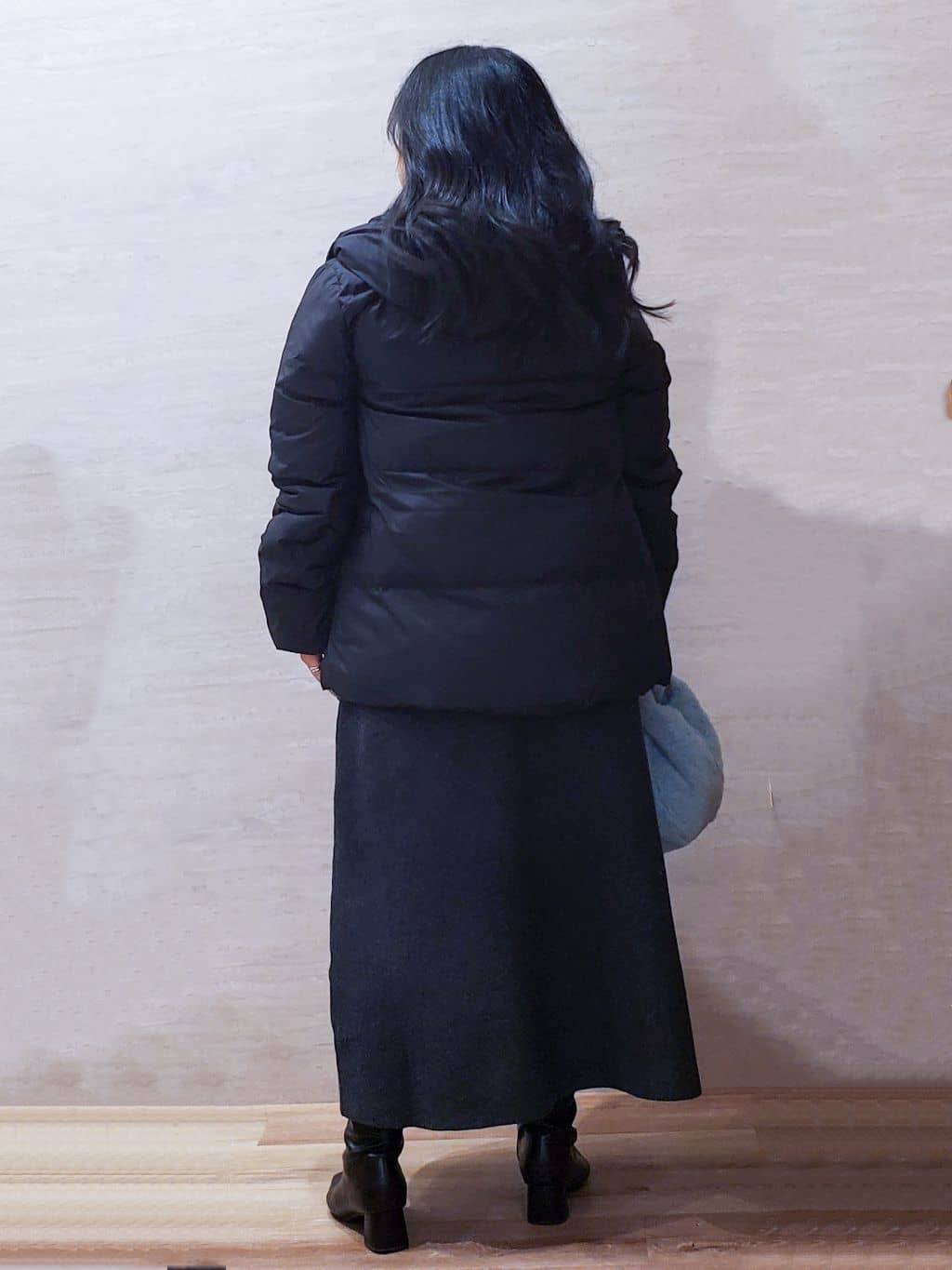 ちぃさんの「OPAQUE.CLIP｜撥水フードミドルダウンコート【防風／抗菌防臭／洗濯機OK】《S～LL》」を使ったコーディネート