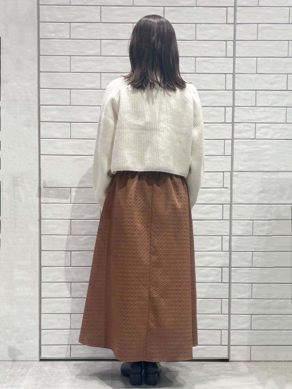 ranさんの「OPAQUE.CLIP｜MIXミドルゲージショートあぜニット【洗濯機OK】」を使ったコーディネート