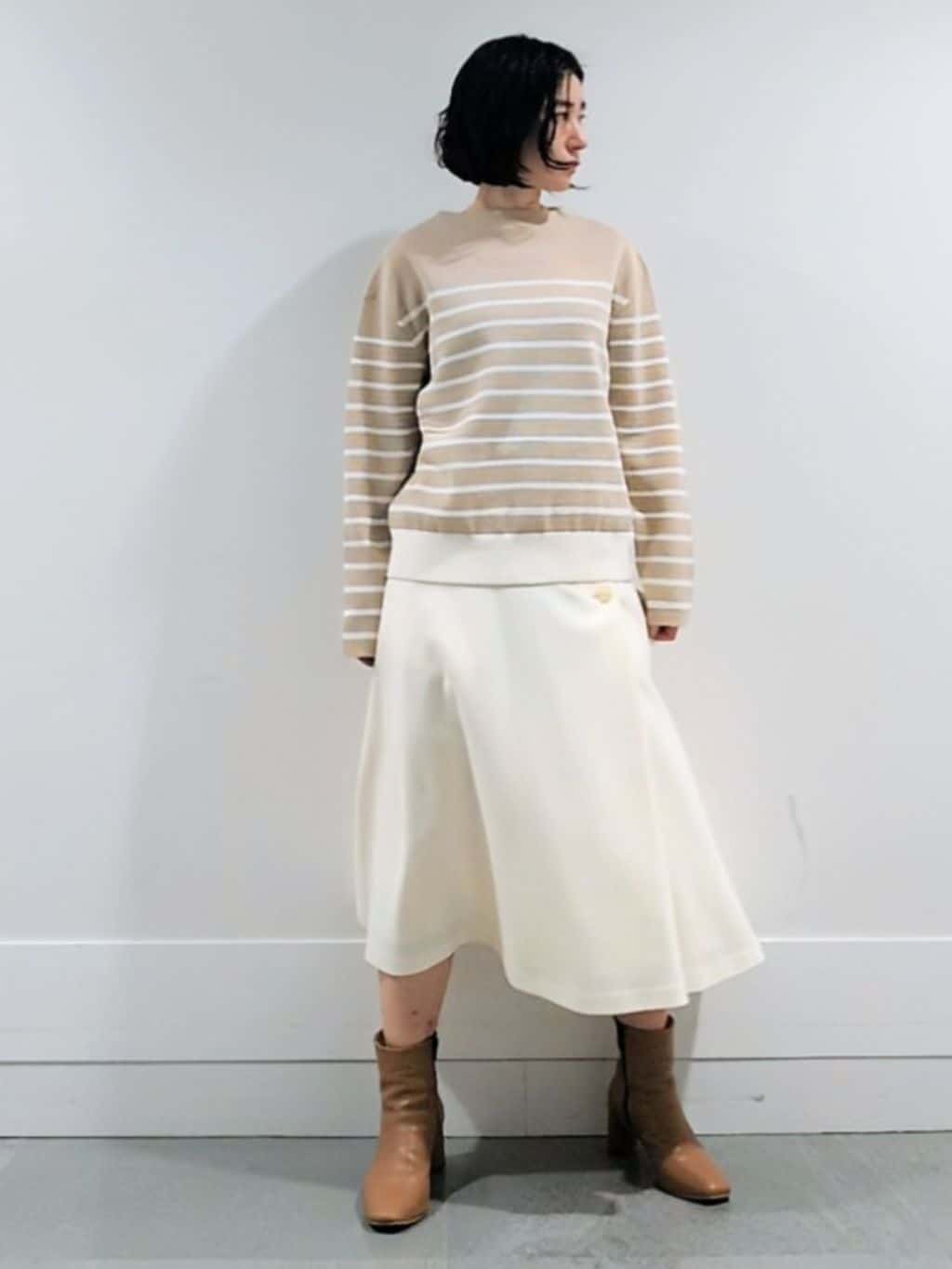 ミズタさんの「UNTITLED｜【洗える】モックネックミラノリブニット」を使ったコーディネート