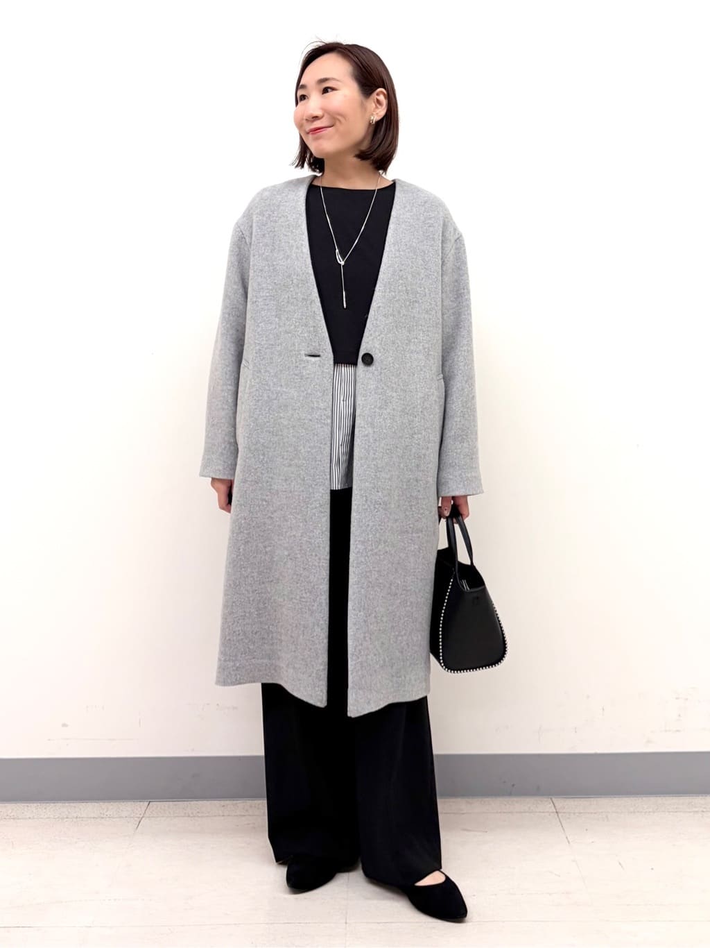 YUKARIさんの「INDIVI｜【軽量／ウール混】ライトフォルム ロングコート」を使ったコーディネート