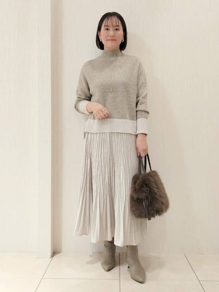 naokoさんの「UNTITLED｜【8色展開/洗える】ウールカシミヤ ハイネックニット」を使ったコーディネート