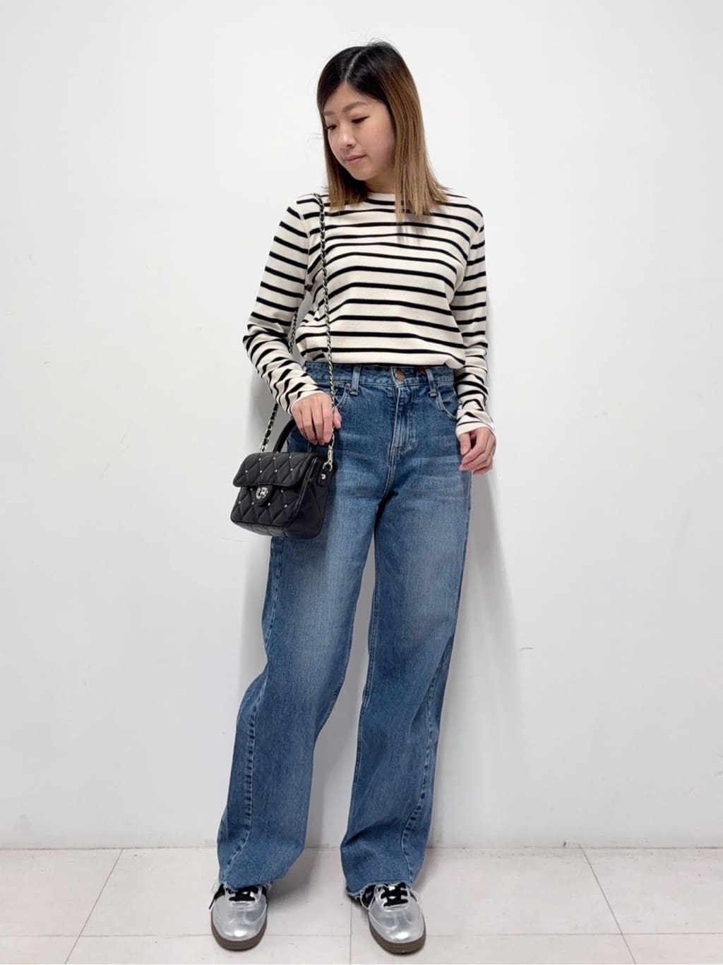 Nishijimaさんの「DRESSTERIOR｜◆ストレッチフルニードルボーダーニット」を使ったコーディネート