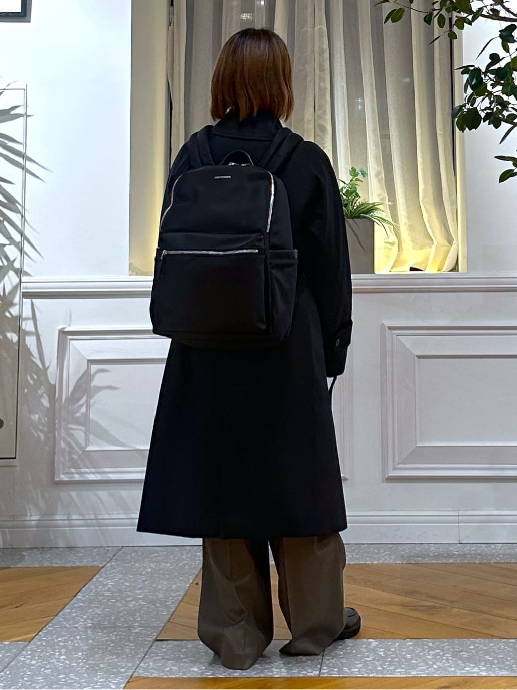なべこさんの「DRESSTERIOR｜【再入荷/荷重軽減】サスペンションマルチポケットリュック」を使ったコーディネート