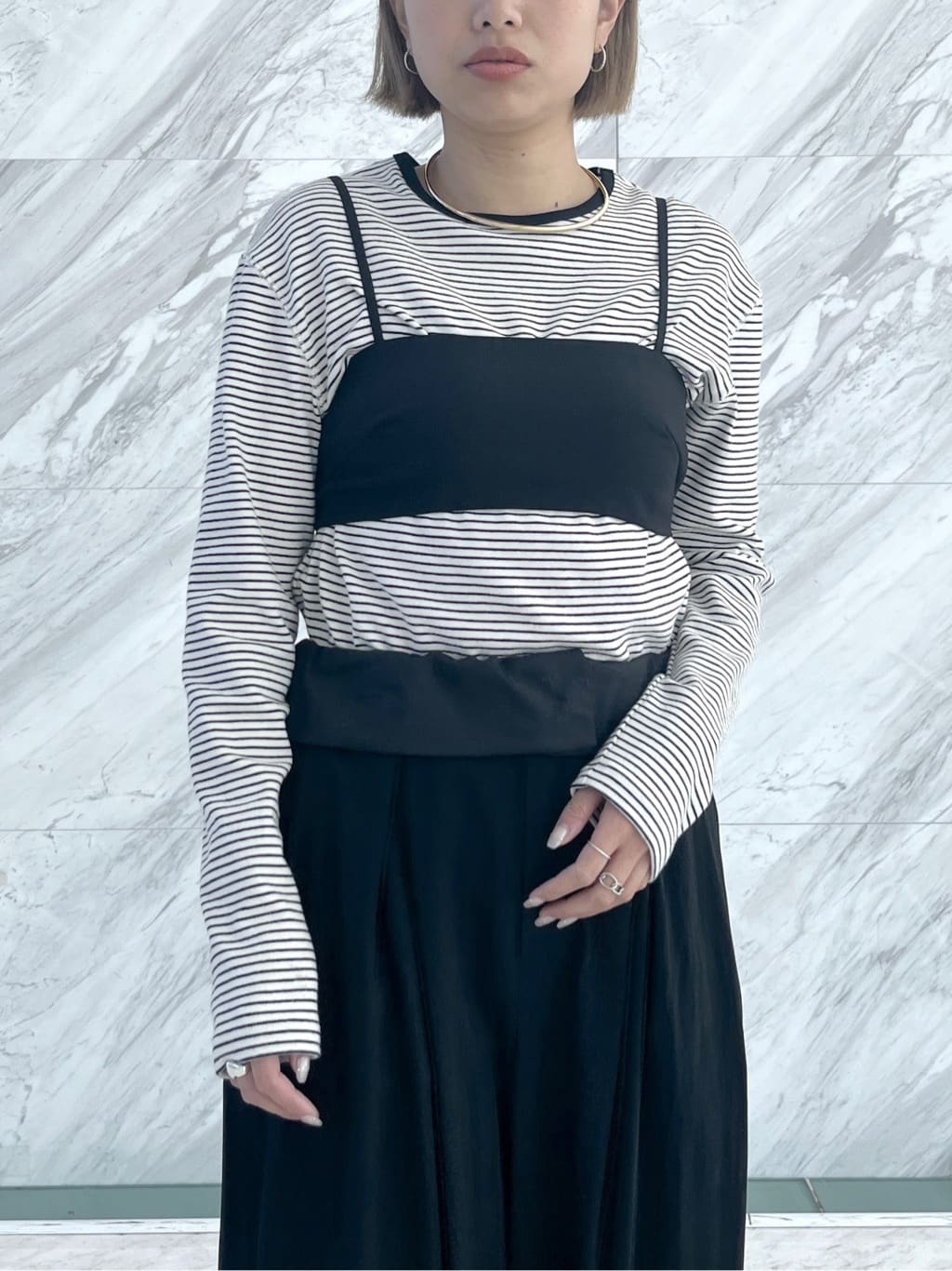 Harukaさんの「INDIVI｜ボーダーカットソー」を使ったコーディネート