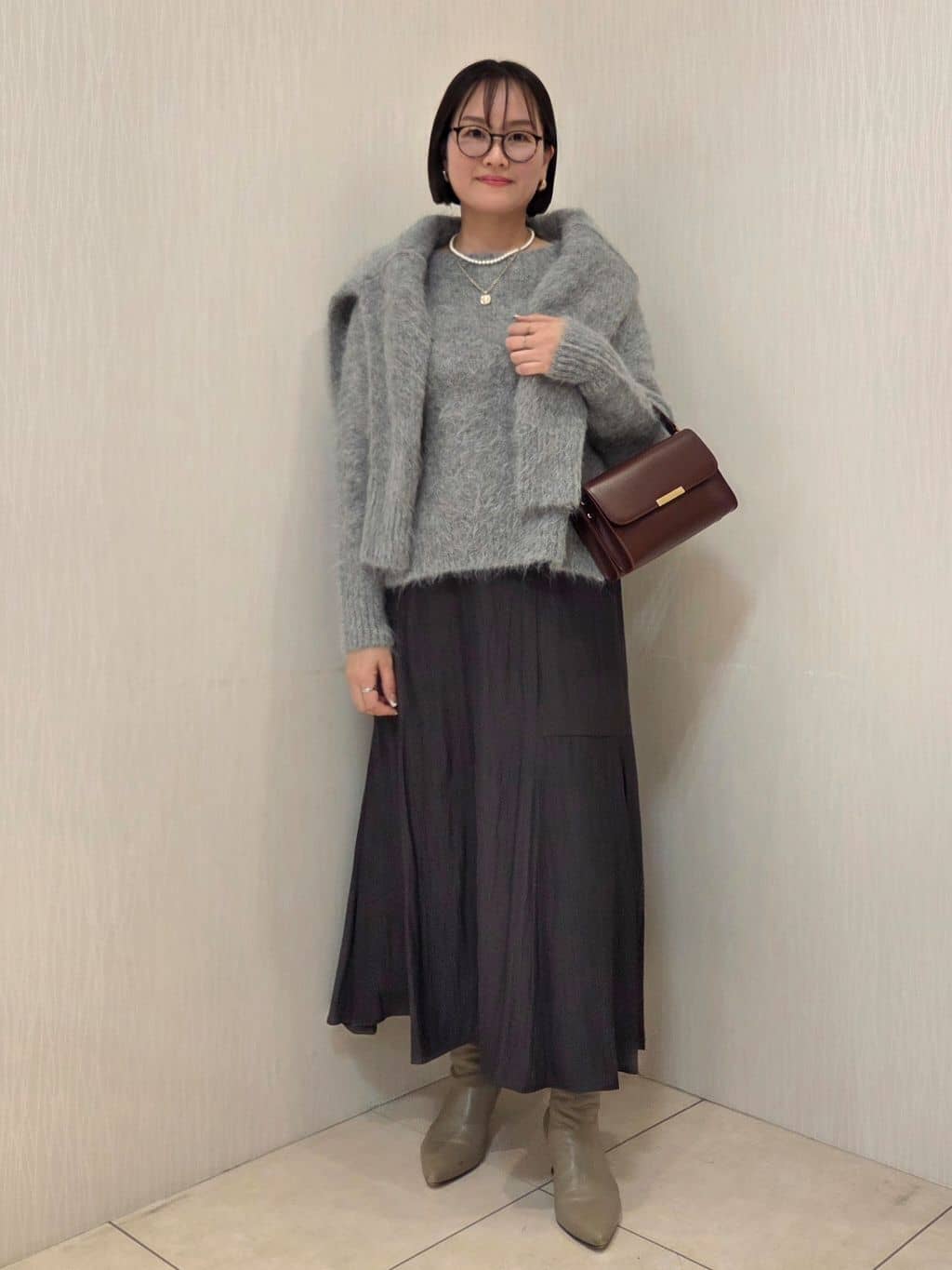 naokoさんの「UNTITLED｜【ゆったり】アルパカ混シャギー カーディガン」を使ったコーディネート