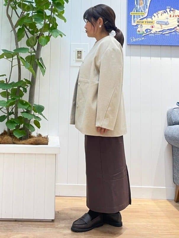 msatoさんの「Dessin｜【洗える】ペイント風刺繍入り配色ラインニット」を使ったコーディネート