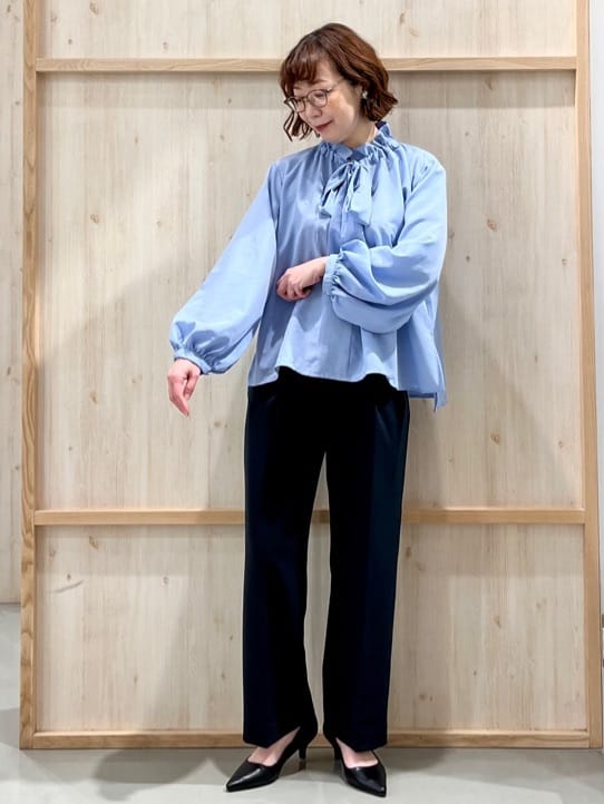 nakoさんの「THE SHOP TK｜【通勤スタイルに】ダブルクロス ノーカラージャケット/セットアップ可」を使ったコーディネート