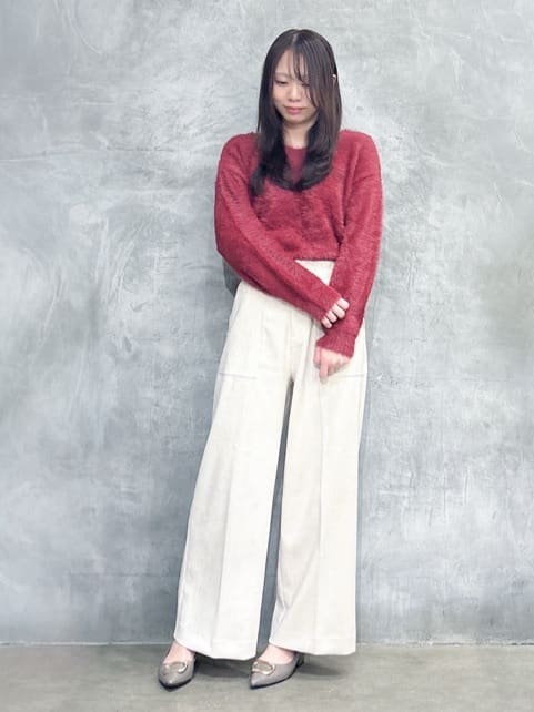 misaさんの「THE SHOP TK｜【華やかで柔らか】ふわふわフェザーニット/洗える・前後2WAY」を使ったコーディネート
