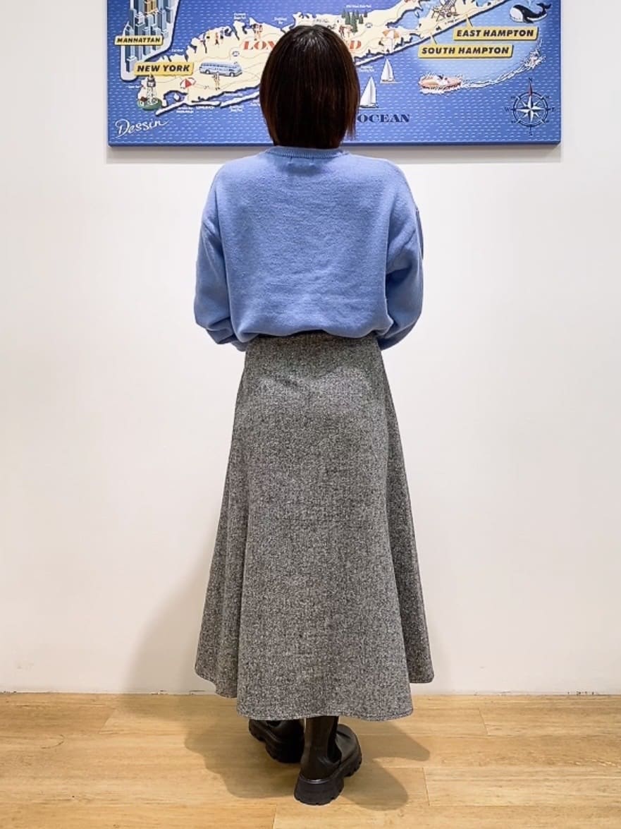 Hamaさんの「Dessin｜【洗える】ペイント風刺繍入り配色ラインニット」を使ったコーディネート