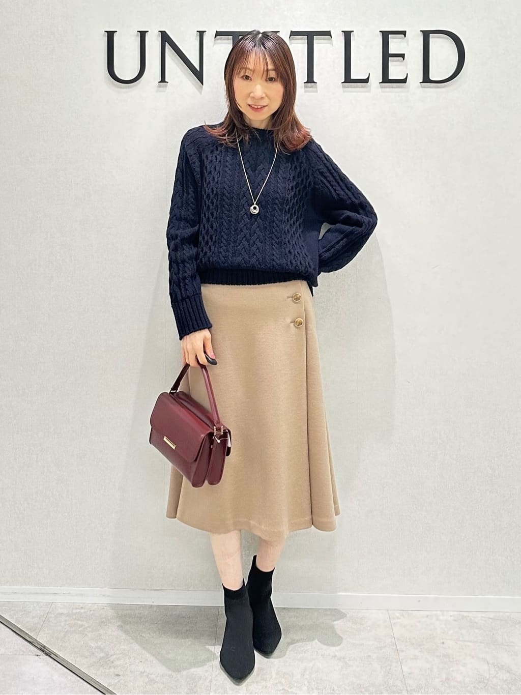Miwaさんの「UNTITLED｜【洗える】スポンディッシュ ケーブル柄ニット」を使ったコーディネート