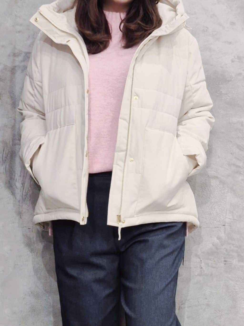ひさえさんの「THE SHOP TK｜【すっきり見えシルエット】上品ふわもこ中綿ブルゾン」を使ったコーディネート