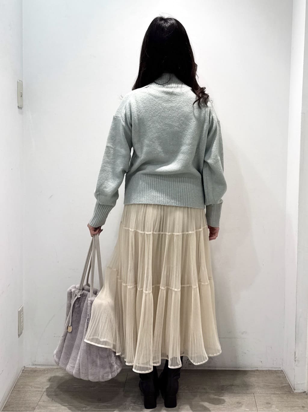 yuicciさんの「OPAQUE.CLIP｜選べる2丈 ハイネックカラーミックスラメニット【洗濯機OK】」を使ったコーディネート