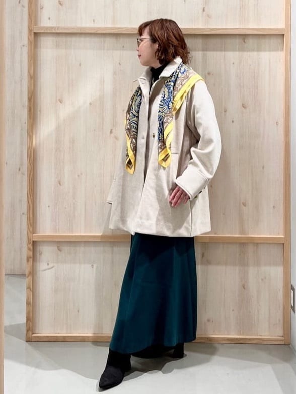 nakoさんの「THE SHOP TK｜クラシカルな装い ウールライクスタンドカラーコート」を使ったコーディネート