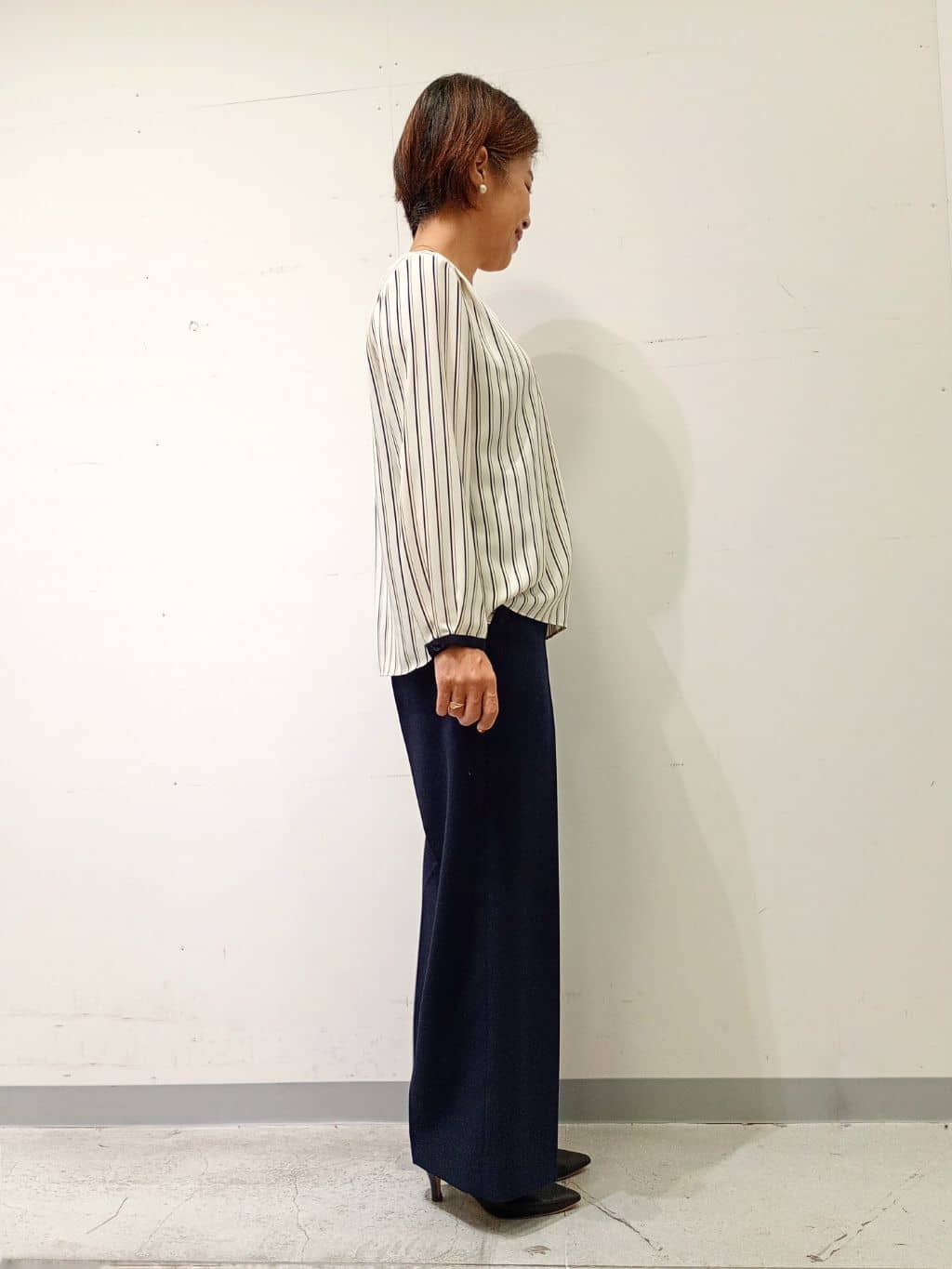 Kさんの「INDIVI｜【洗える／通勤／スーツ】メランジストレッチ ノーカラージャケット」を使ったコーディネート