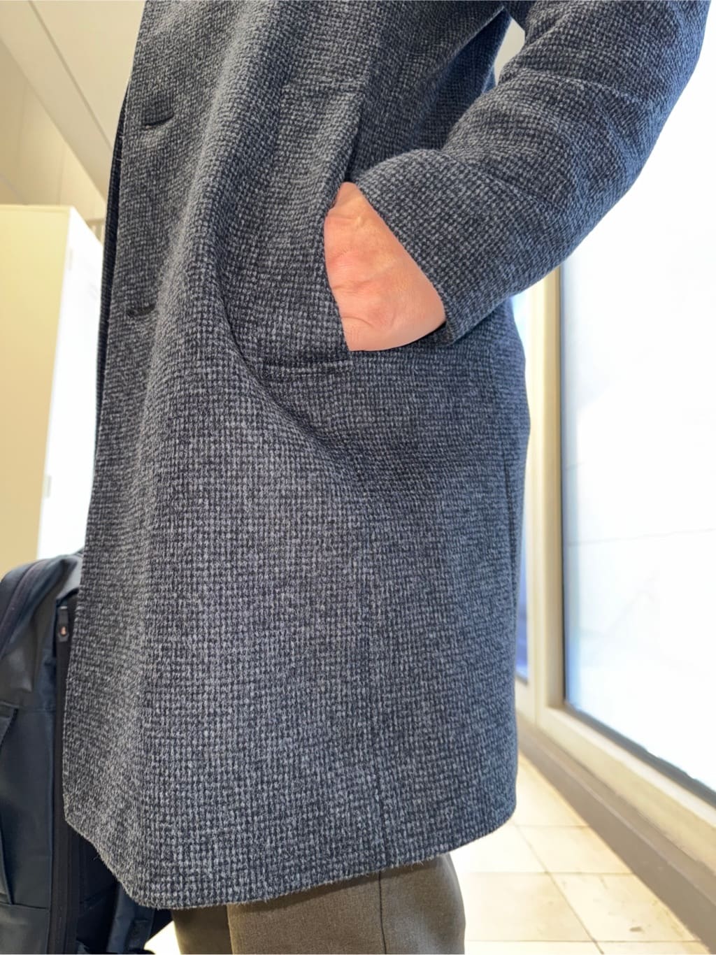 MAKOTO AIさんの「TAKEO KIKUCHI｜カシミヤブレンド ビーバー調ピンヘッドスタンドカラーコート」を使ったコーディネート