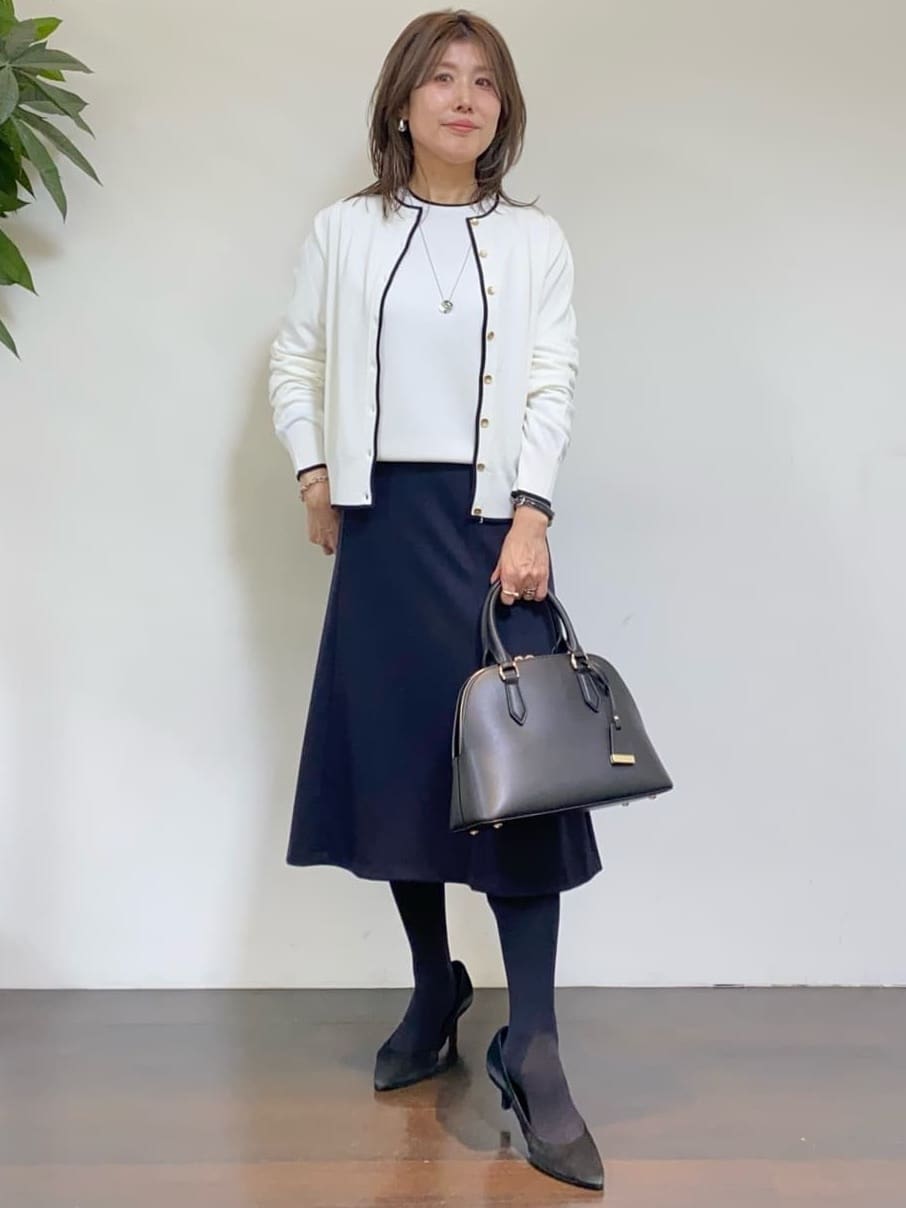 tomoさんの「UNTITLED｜【洗えるスーツ/ストレッチ】ウール混ジャージ ノーカラージャケット」を使ったコーディネート