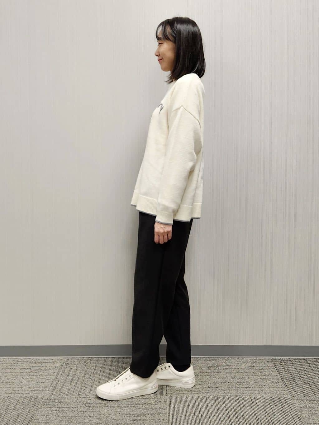 naraさんの「Dessin｜【洗える】ペイント風刺繍入り配色ラインニット」を使ったコーディネート