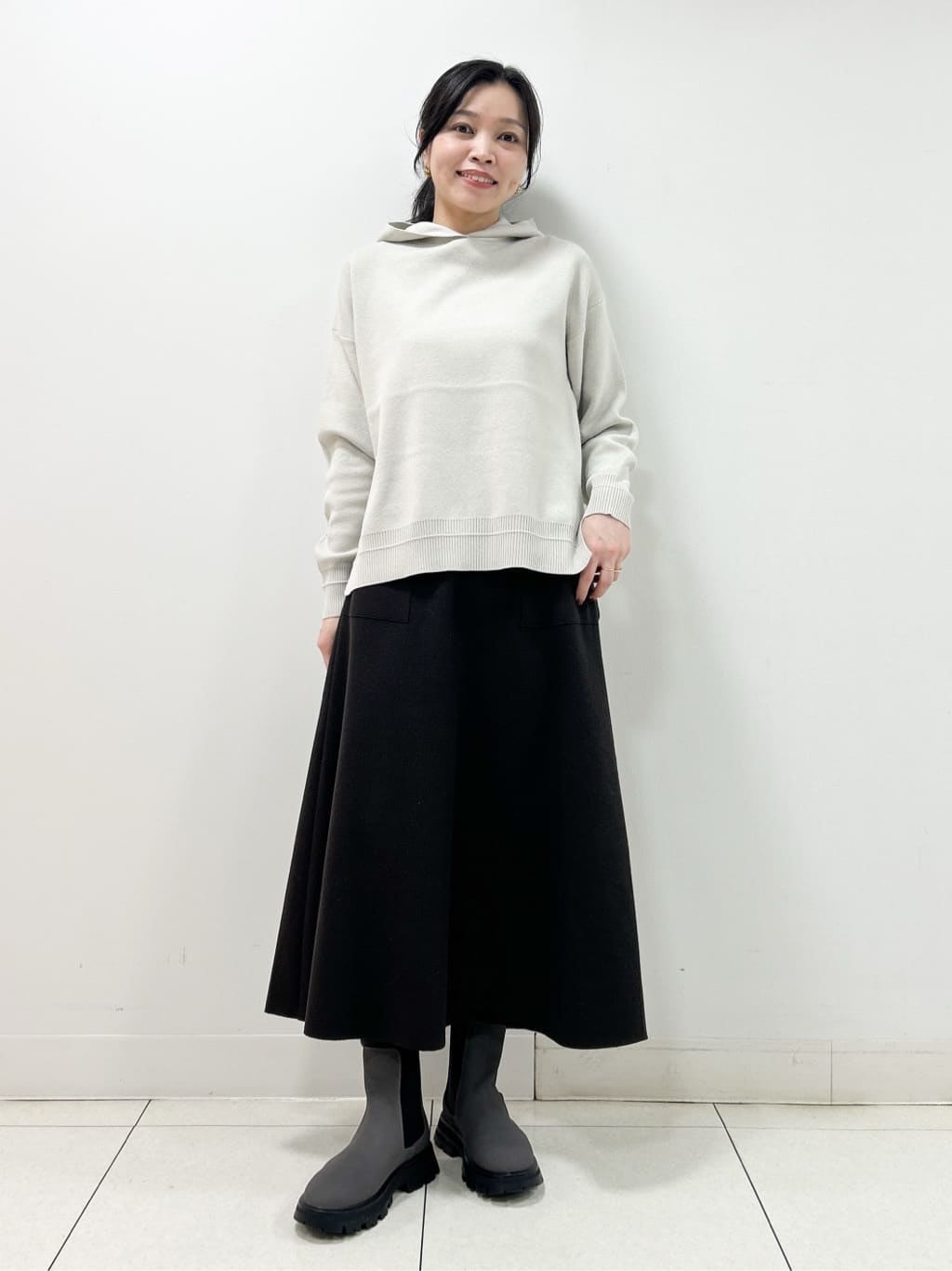 Kaiさんの「Dessin｜【洗える／体型カバー】ちょうどいいニットパーカ」を使ったコーディネート