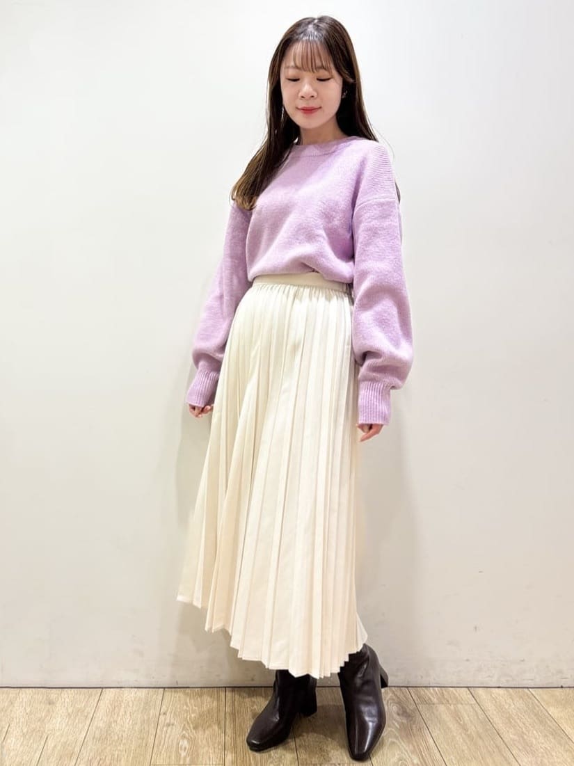 ayaさんの「index｜モックネックボクシーラメニット【洗濯機OK】《7col》」を使ったコーディネート