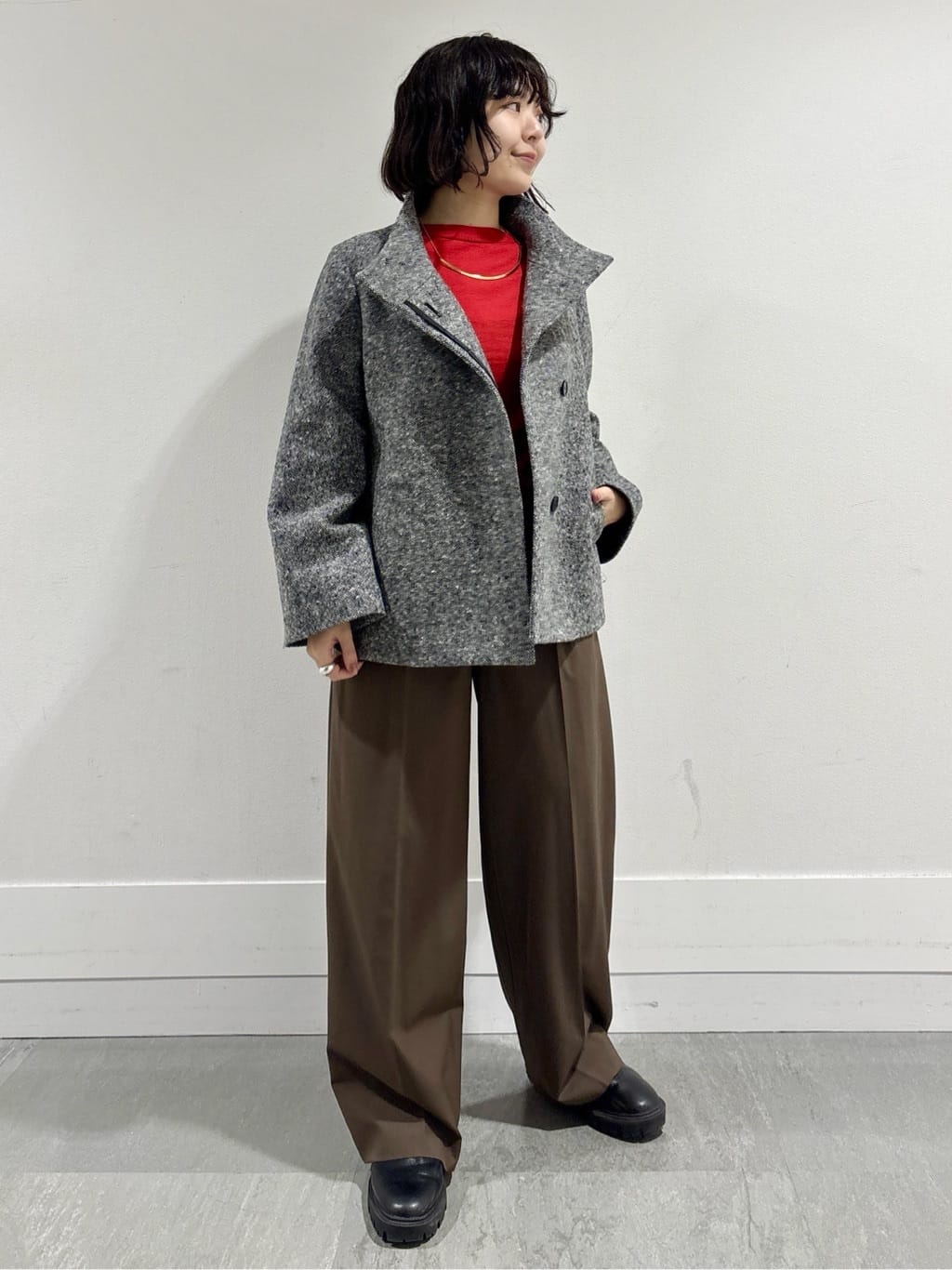モエカさんの「UNTITLED｜【スタンドカラー/オンオフ使える】クラシカルツイードコート」を使ったコーディネート