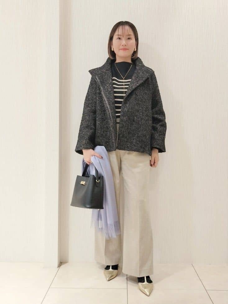 naokoさんの「UNTITLED｜【エレガント／ミディアウター】ミックスヘリンボンコート」を使ったコーディネート
