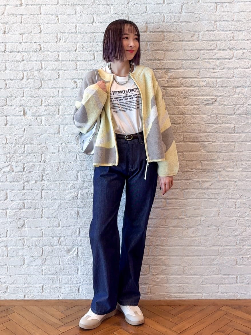 𝐜𝐡𝐢𝐤𝐚さんの「SHOO･LA･RUE｜【選べる4柄】ダブルZIPで着こなし色々 柄カーディガン」を使ったコーディネート